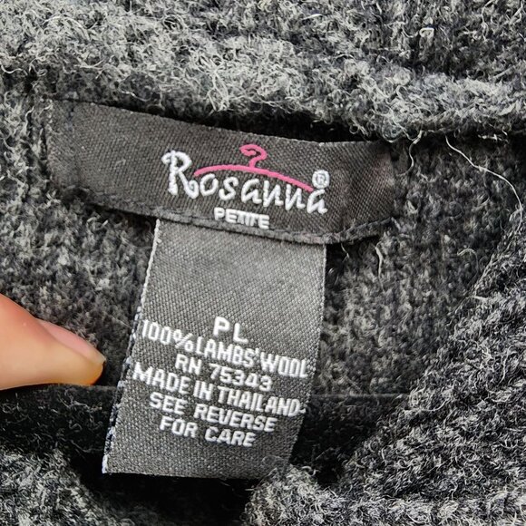 Rosanna Sweater Womens Large Petite Gray Lambs Wool Button Up Cardigan - Picture 2 of 8